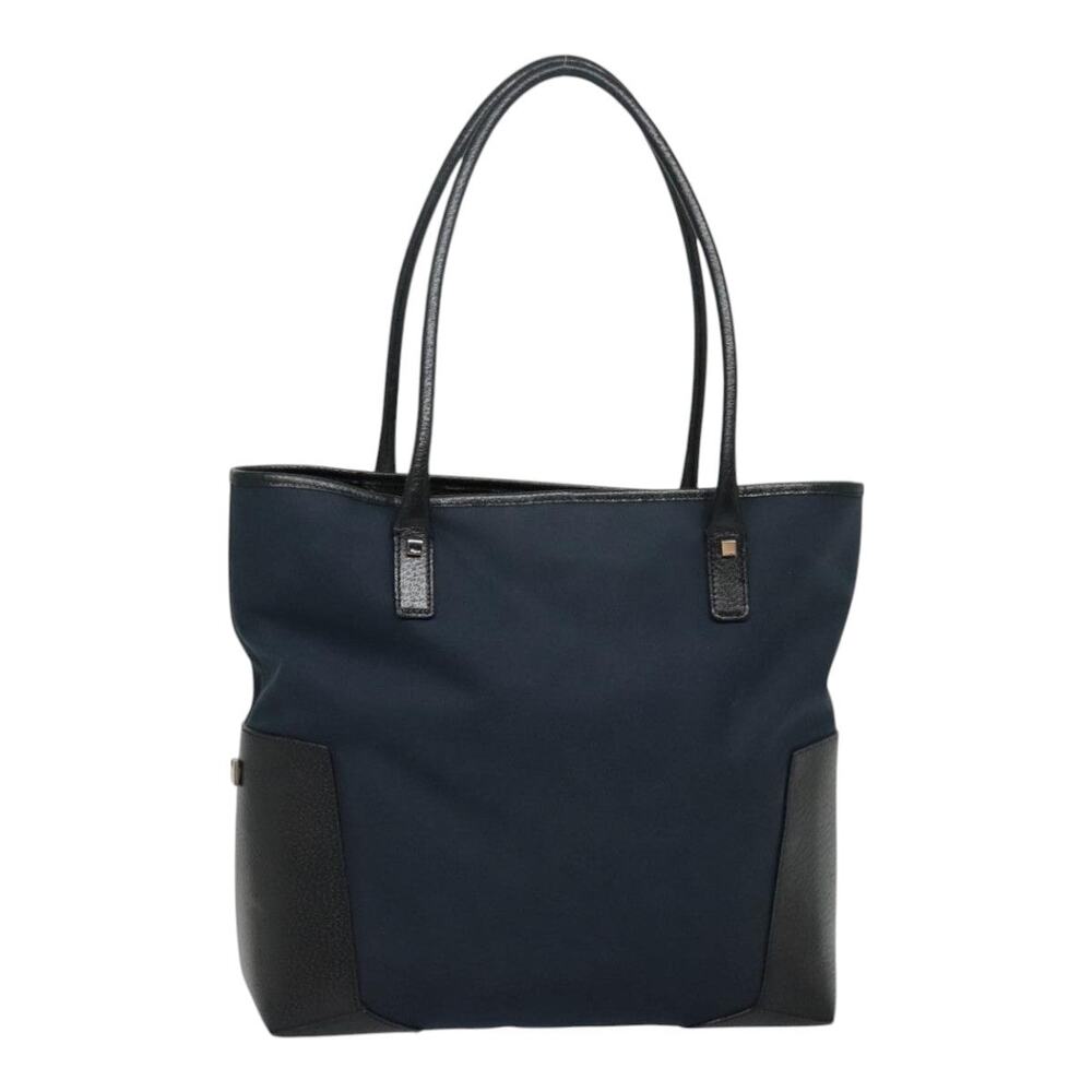 Salvatore Ferragamo Tote Bag Canvas Navy Silver